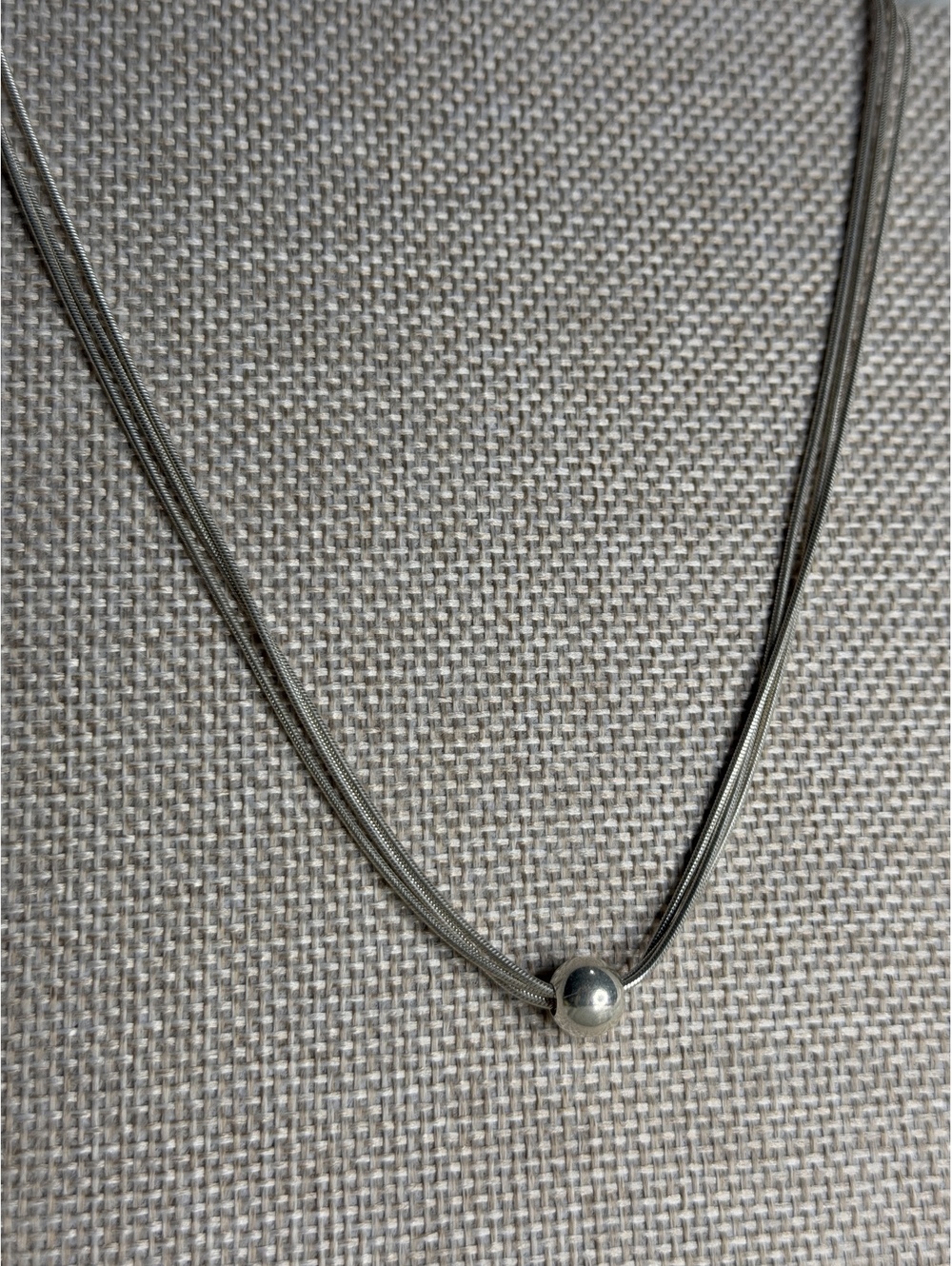 Vintage Silpada Sterling Silver "Thoreau" Triple Strand Bead Necklace N0914 16"